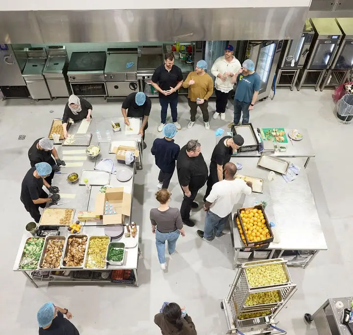 The production kitchen from above