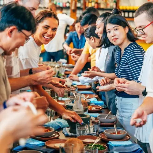 Plating up together